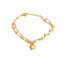 Pulseira Mini Pérolas com Pingente de Coração